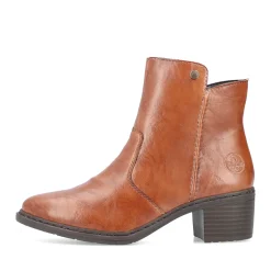 Fashion Rieker Botki Damskie Miedziano-Brazowe