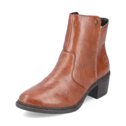Fashion Rieker Botki Damskie Miedziano-Brazowe
