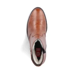 Fashion Rieker Botki Damskie Miedziano-Brazowe