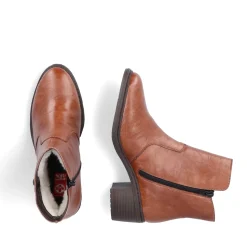 Fashion Rieker Botki Damskie Miedziano-Brazowe