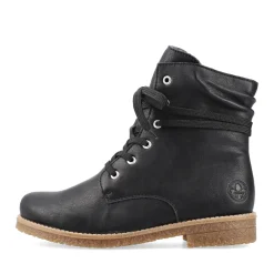 Clearance Rieker Botki Damskie Na Sznurku, Nocna, Czarna