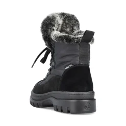 Fashion Rieker Botki Damskie Na Sznurku, Nocna, Czarna
