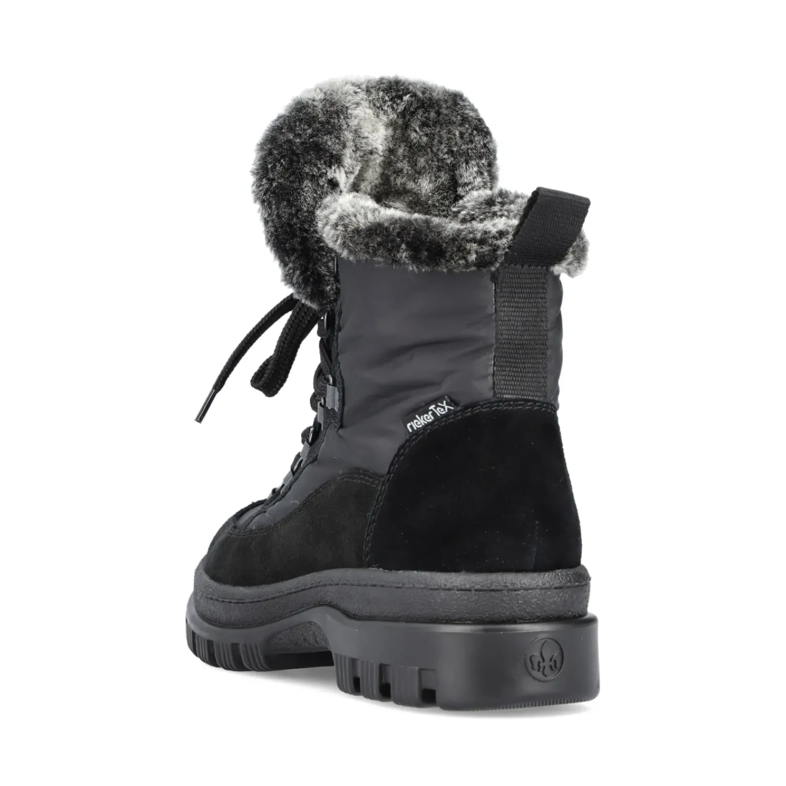 Fashion Rieker Botki Damskie Na Sznurku, Nocna, Czarna