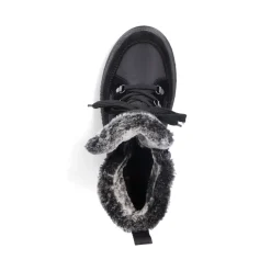 Fashion Rieker Botki Damskie Na Sznurku, Nocna, Czarna