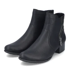 Fashion Rieker Botki Damskie W Kolorze Nocno-Czarnym