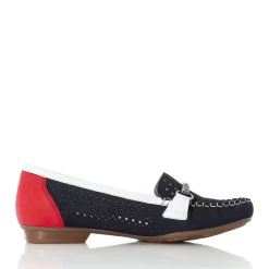 New Rieker Damskie Baleriny Ocean Niebiesko-Ognistoczerwone
