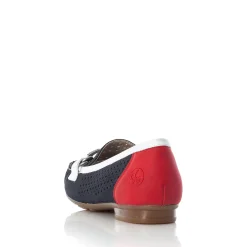 New Rieker Damskie Baleriny Ocean Niebiesko-Ognistoczerwone