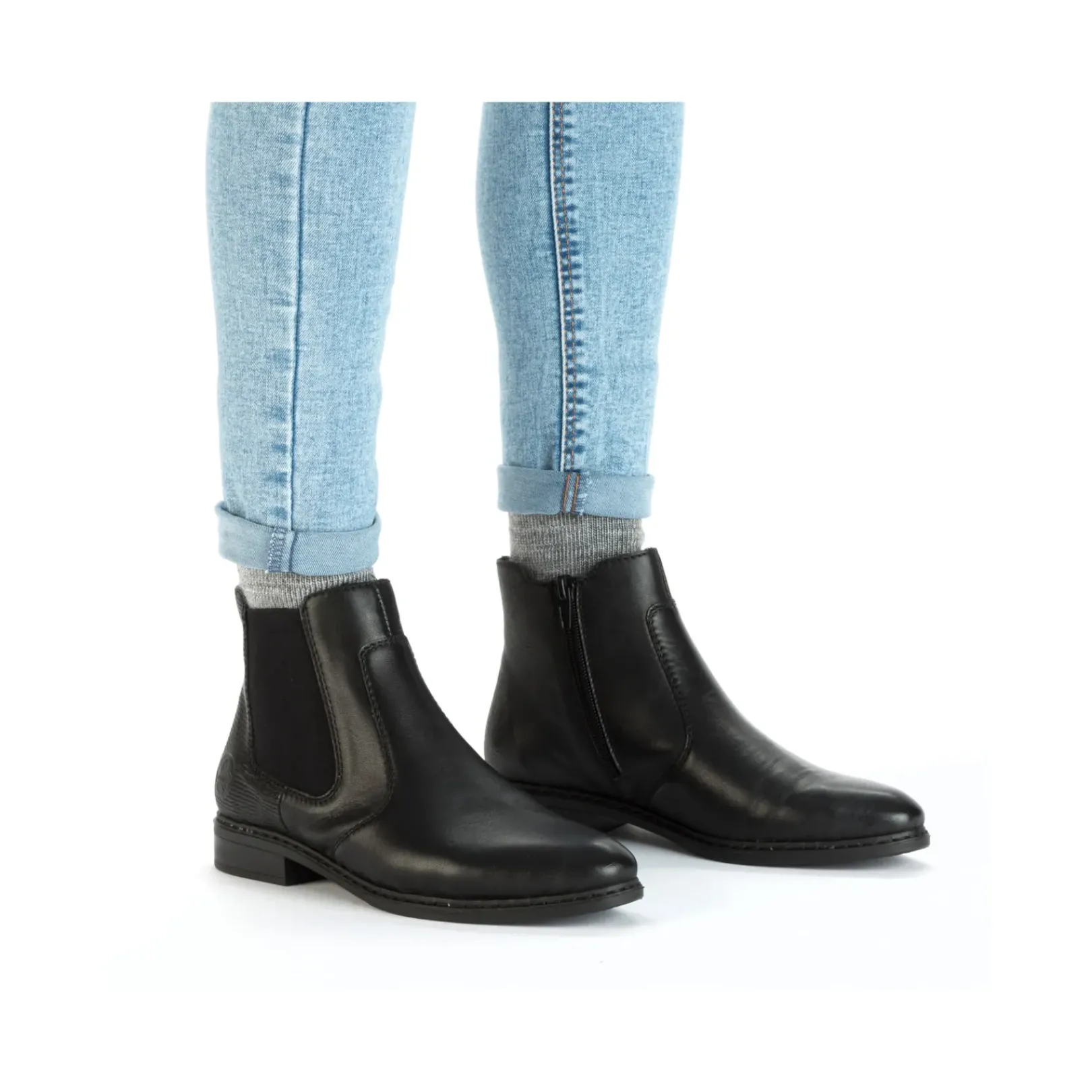 Clearance Rieker Damskie Botki Chelsea, Nocne, Czarne