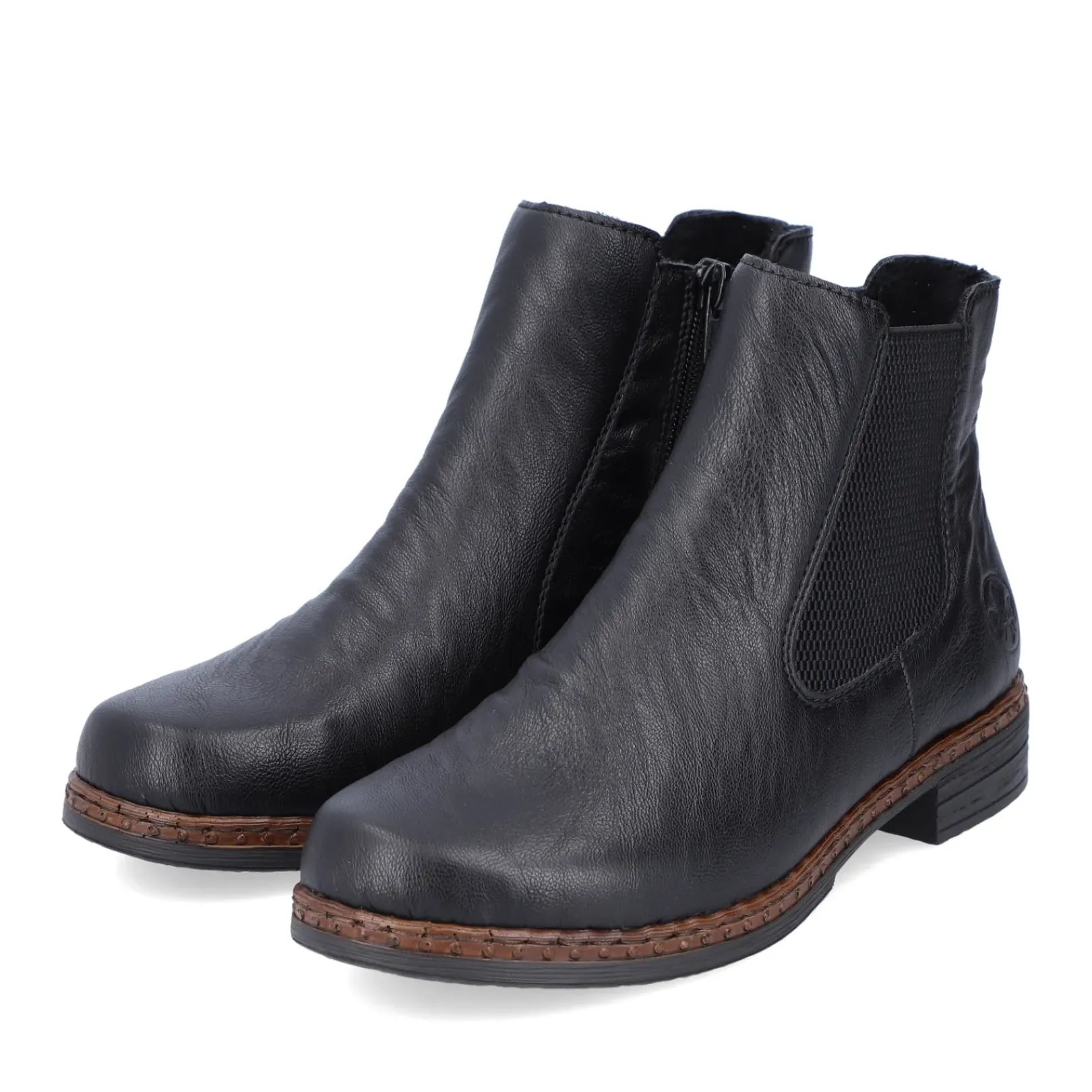 Outlet Rieker Damskie Botki Chelsea, Nocne, Czarne