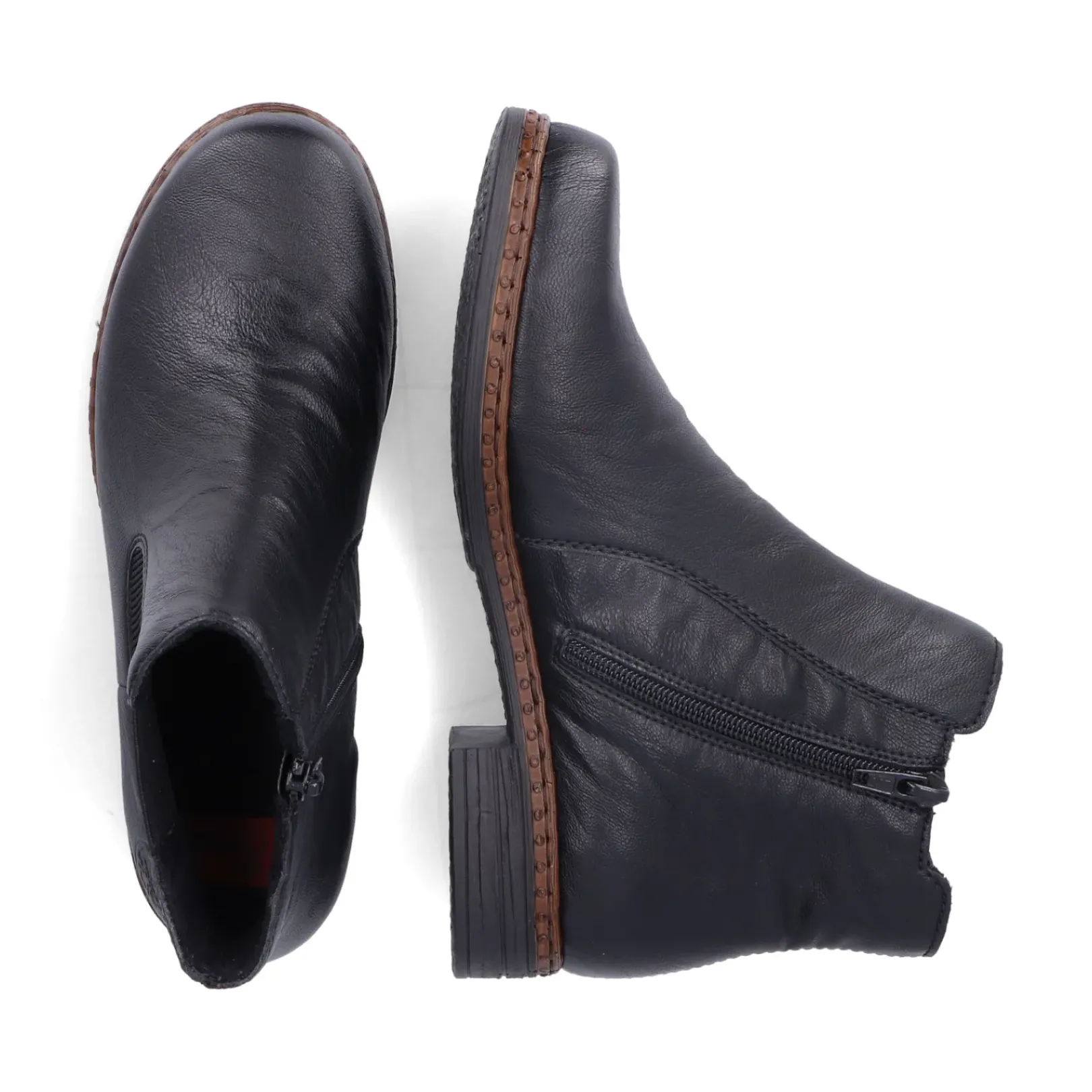 Outlet Rieker Damskie Botki Chelsea, Nocne, Czarne