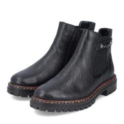 Fashion Rieker Damskie Botki Chelsea, Nocne, Czarne