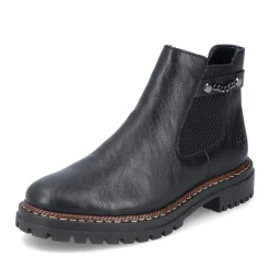 Fashion Rieker Damskie Botki Chelsea, Nocne, Czarne