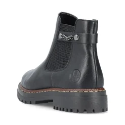 Fashion Rieker Damskie Botki Chelsea, Nocne, Czarne