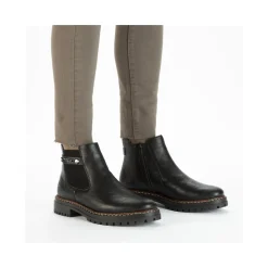 Fashion Rieker Damskie Botki Chelsea, Nocne, Czarne