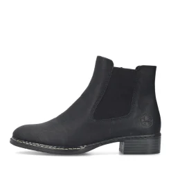 Fashion Rieker Damskie Botki Chelsea, Nocne, Czarne