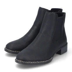 Fashion Rieker Damskie Botki Chelsea, Nocne, Czarne
