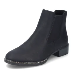 Fashion Rieker Damskie Botki Chelsea, Nocne, Czarne