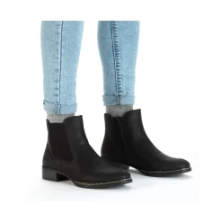 Fashion Rieker Damskie Botki Chelsea, Nocne, Czarne