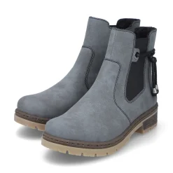 Fashion Rieker Damskie Buty Chelsea W Kolorze Szaro-Niebiesko-Czarnym