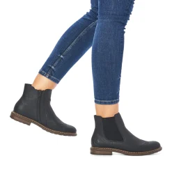 Clearance Rieker Damskie Buty Chelsea , Asfaltowe, Czarne