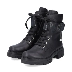 Fashion Rieker Damskie Buty Motocyklowe W Kolorze Kruczoczarnym