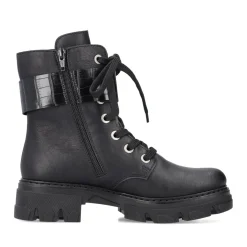 Fashion Rieker Damskie Buty Motocyklowe W Kolorze Kruczoczarnym