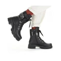Fashion Rieker Damskie Buty Motocyklowe W Kolorze Kruczoczarnym