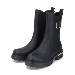 Fashion Rieker Damskie Buty Motocyklowe W Kolorze Kruczoczarnym