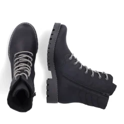 Fashion Rieker Damskie Buty Motocyklowe , Asfaltowe, Czarne