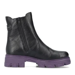 Clearance Rieker Damskie Buty Motocyklowe Night Czarno-Fioletowe