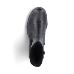Clearance Rieker Damskie Buty Motocyklowe Night Czarno-Fioletowe