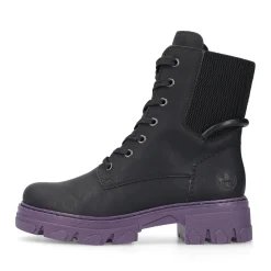 Online Rieker Damskie Buty Motocyklowe Night Czarno-Fioletowe