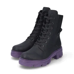 Online Rieker Damskie Buty Motocyklowe Night Czarno-Fioletowe
