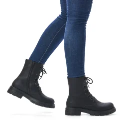 Discount Rieker Damskie Buty Motocyklowe W Kolorze Grafitowo-Czarnym