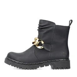 Hot Rieker Damskie Buty Motocyklowe W Kolorze Kruczoczarnym
