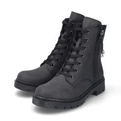 Hot Rieker Damskie Buty Motocyklowe W Kolorze Kruczoczarnym