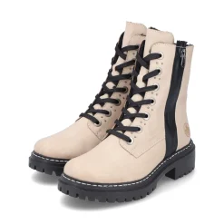 Best Rieker Damskie Buty Motocyklowe W Kolorze Waniliowego Bezu