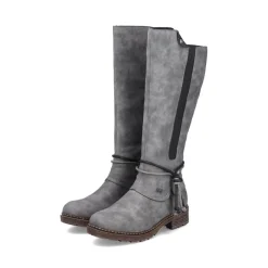 Fashion Rieker Damskie Buty Na Wysokim Obcasie W Kolorze Stalowoszarym
