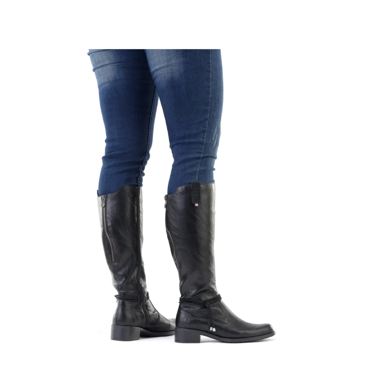 Outlet Rieker Damskie Buty Z Wysoka Cholewka W Kolorze Glebokiej Czerni