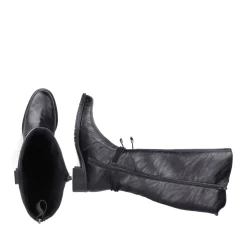 Outlet Rieker Damskie Buty Z Wysoka Cholewka W Kolorze Glebokiej Czerni