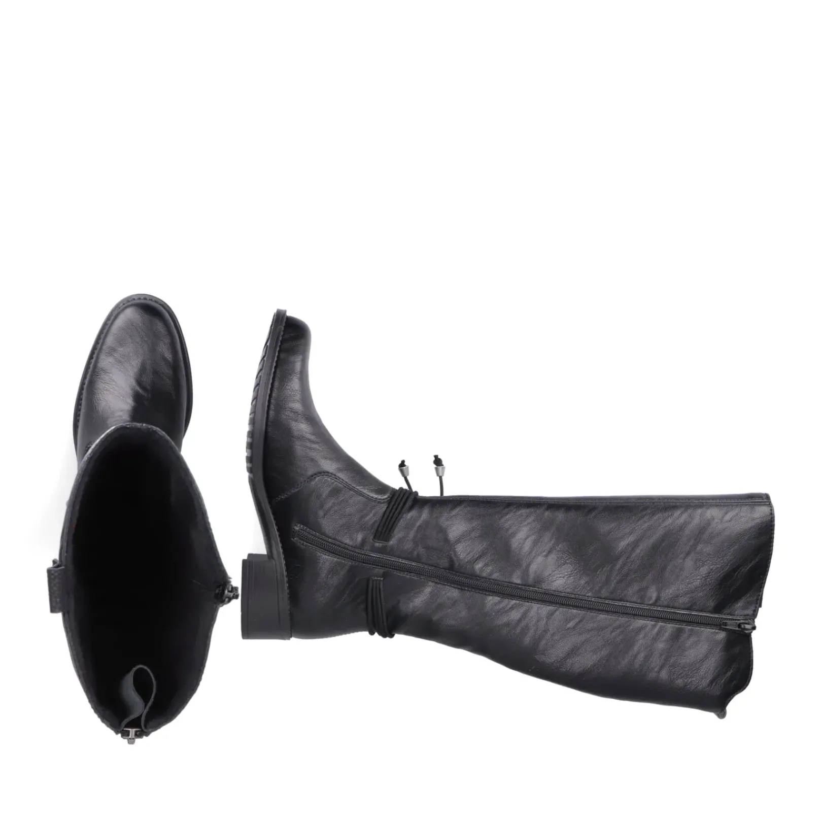 Outlet Rieker Damskie Buty Z Wysoka Cholewka W Kolorze Glebokiej Czerni