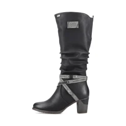Outlet Rieker Damskie Buty Z Wysoka Cholewka W Kolorze Glebokiej Czerni