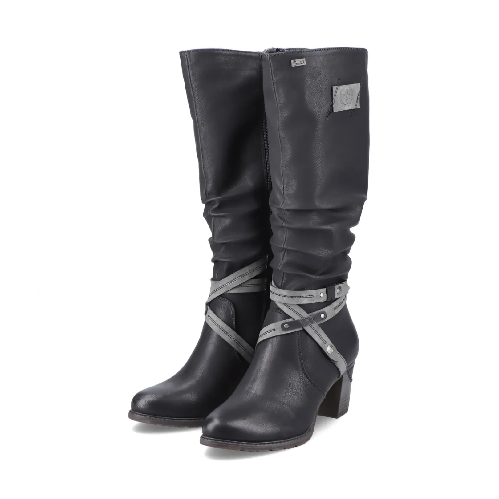 Outlet Rieker Damskie Buty Z Wysoka Cholewka W Kolorze Glebokiej Czerni