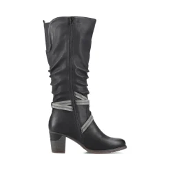 Outlet Rieker Damskie Buty Z Wysoka Cholewka W Kolorze Glebokiej Czerni