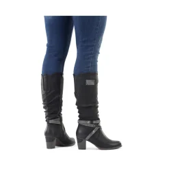 Outlet Rieker Damskie Buty Z Wysoka Cholewka W Kolorze Glebokiej Czerni
