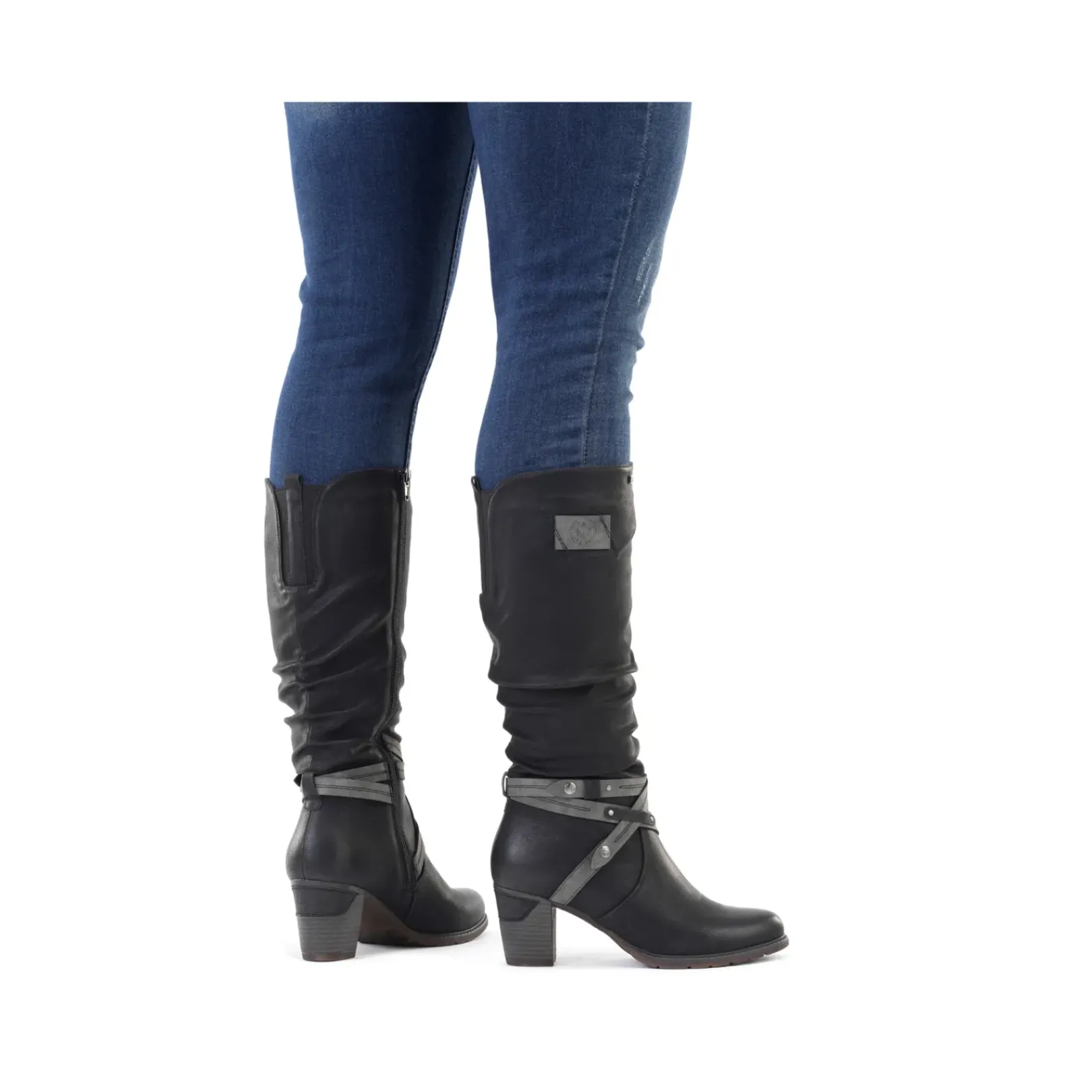 Outlet Rieker Damskie Buty Z Wysoka Cholewka W Kolorze Glebokiej Czerni
