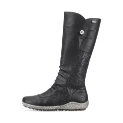 Sale Rieker Damskie Buty Z Wysoka Cholewka W Kolorze Glebokiej Czerni