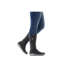 Sale Rieker Damskie Buty Z Wysoka Cholewka W Kolorze Glebokiej Czerni