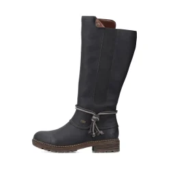 Sale Rieker Damskie Buty Z Wysoka Cholewka W Kolorze Glebokiej Czerni