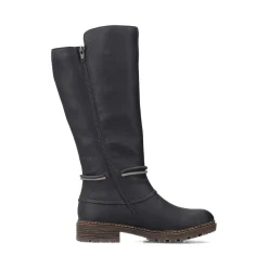 Sale Rieker Damskie Buty Z Wysoka Cholewka W Kolorze Glebokiej Czerni